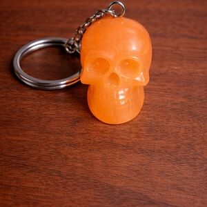 handmade resin Orange Skull resin  Keychain